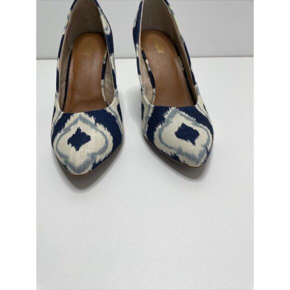 Women’s Seychelles Fabric Heels‎ SIZE 9 Anthropologie Aztec Blue Shoes Pumps - Picture 5 of 15